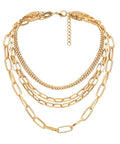 Layered Five Layer Gold Plated And Silver Tone Paperclip Chain Necklace Set For Women 18 Inch With Extension Rope And Ball Chains Punk Style Dope Choker Jewelry