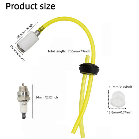 Two Hole Grommet Fuel Line And Spark Plug Primer Bulb Kit For Earthquake Auger Walk Be Hind Edger With Filters And Lines That Are Awesome Fit Guaranteed To Fix Your Machine Today, 200mm fuel line kit