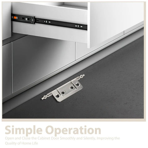 16 Piece Nickel Plated Concealed Cabinet Hinges, 2 Inch Flush Mount Butt Hinges shown with cabinet installation, smooth operation