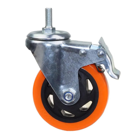 Heavy Duty Four Inch Orange Stem Caster Wheels M10 Thread Dual Locking Swivel For Workbench Dolly Furniture Rolls Slick Without A Sound With Zero Floor Scuffs Pack Of 4 Heavy Hitter Casters