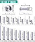 1/4-20 x 1 Button Head Socket Cap Screws In 304 Stainless Steel 18-8 With Bright Finish Allen Hex Drive Fully Machine Thread Pack Of 25 Heavy Duty Hardware dimensions chart