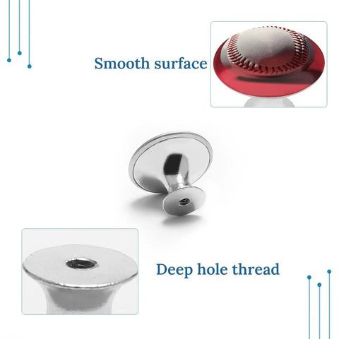 Sport Baseball Cabinet Knobs 2 Pack Stainless Steel Drawer Pulls 1.1 Inch Length 0.8 Inch Height showcasing smooth surface and deep hole thread