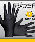 Raven Powder Free Nitrile Disposable Gloves X Large 7 Mil Thick Pack Of 100 Black Ambidextrous Exam Grade All Day Tough Hand Protection
