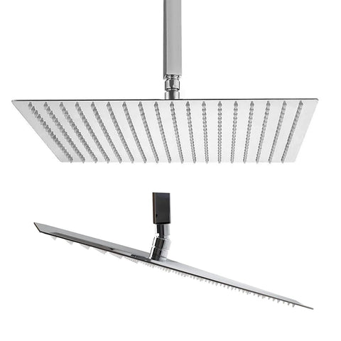 Dope 16 Inch Rain Shower Head With High Pressure Rainfall Square Ultra Thin 304 Stainless Steel Chrome Finish Full Body Coverage