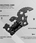Slim Metal Multitool Card With Screwdriver And Bottle Opener Credit Card Size showing hex wrench set and keychain hole