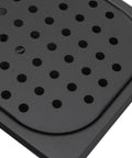 Heavy Duty 304 Stainless Steel Glass Rinser Countertop Pitcher Washer With High Pressure Jet Built In Drain Drip Tray Hose Perfect For Bars Restaurants Coffee Shops And Home Kitchens Sleek Black Finish Is A Smooth Operator No Sweat Setup - close-up of black drip tray with perforated design.