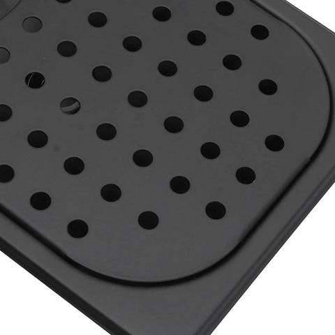 Heavy Duty 304 Stainless Steel Glass Rinser Countertop Pitcher Washer With High Pressure Jet Built In Drain Drip Tray Hose Perfect For Bars Restaurants Coffee Shops And Home Kitchens Sleek Black Finish Is A Smooth Operator No Sweat Setup - close-up of black drip tray with perforated design.