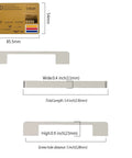 Dimensions of Brushed Satin Nickel Cabinet Pulls 5 Inch 128mm Hole Centers Pack of 10 shown with credit card size comparison