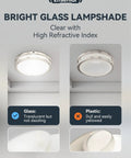 13 Inch LED Flush Mount Ceiling Light With Frosted Glass Shade, Dimmable, 5CCT Adjustments 2700K To 5000K, Brushed Nickel Finish