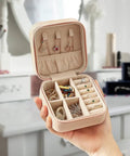 Palm Sized Travel Jewelry Case Pink Mini Portable Jewelry Box For Rings Earrings Pendants Watches Necklaces And Lipstick Organizer