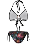 Womens Two Piece Bikini Swimsuit With Dazzling Fireworks Color, Breathable Quick Dry Fabric, Adjustable Straps And Side Ties, Yacht Ready 2XL