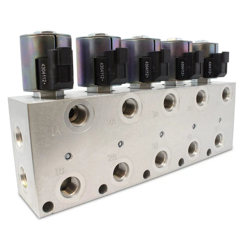Five Circuit Hydraulic Multiplier Kit With Selector Valve And Switch Box Control for Open Closed or FPC Systems, anodized body