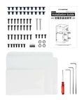 AD5X 3D Printer Enclosure Kit with screws, installation guide, and tools for stable prints and odor blocking with high temperature filaments like ABS, ASA.