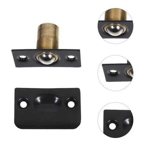 4 Sets Adjustable Ball Catch For Closet Doors With Strike Plate In Stainless Steel Black Hardware Hidden Design Durable No Hassle Tool Free Install