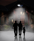 Family walking under LED street light using 2 Pack Slip Fitter Adapter Bracket For 90 Degree Wall Mounts L Shape Tenon Adapters