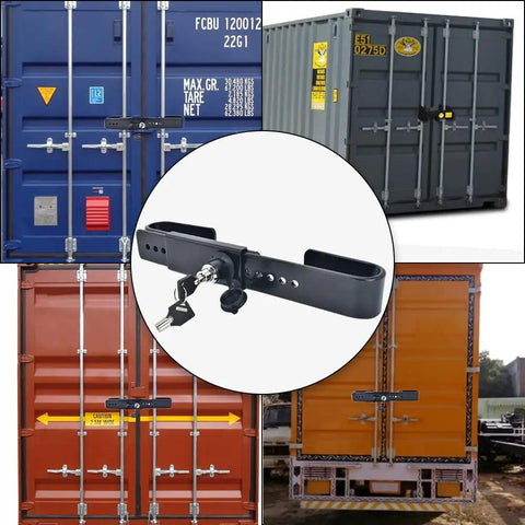 Heavy Duty Steel Cargo Door Lock For Trucks And Shipping Containers With 2 Tubular Keys Rubber Cover 9 To 18 Inch Adjustable Black Finish