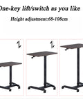 Smooth Rolling Mobile Laptop Cart With Height Adjustable Desk On Wheels for Home Office features various height settings and easy transport.