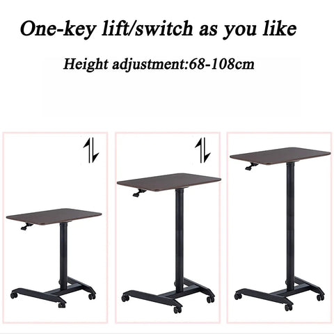 Smooth Rolling Mobile Laptop Cart With Height Adjustable Desk On Wheels for Home Office features various height settings and easy transport.