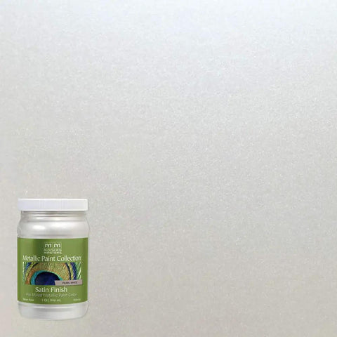 Pearl White Metallic Paint In Satin Finish, Water Based, Low VOC, Intermixable Interior Paint For Walls, Cabinets, And Accent Pieces