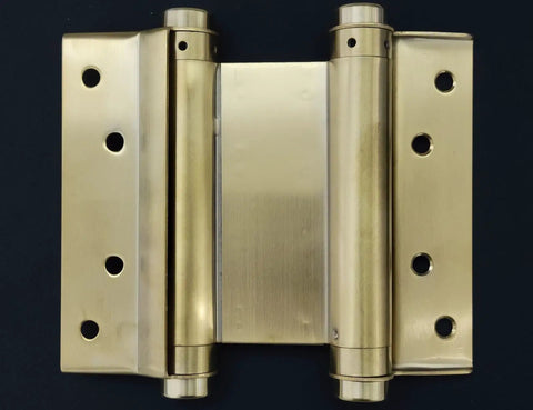 Brass Finish Double Action Spring Hinges 4 Inch Stainless Steel Self Closing for Cafe and Saloon Doors Swing Both Ways