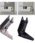 Rotating Concealed Hinge Set For Glass Display Cabinets 2 Pack NonPerforated Door Hinges with silver and black finishes