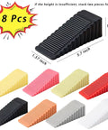 Eight Piece Rubber Door Stopper Wedge Set For Small Gaps Under 0.98 Inches Compact Lightweight Super Handy Non Slip Grip in eight colors