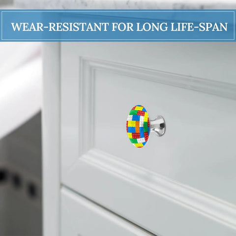 Colorful Rainbow Cabinet Knob Set Two Pack Drawer Pulls for Dresser Cabinets Aluminum Alloy and Stainless Steel installed on drawer