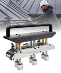 Metal Bending Tool With Three Station Roller for roofing sheets, showing V shaped roller clamps, pro grade for steel, aluminum, copper use.