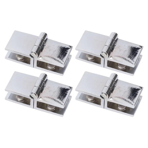 4 Pack Double Sided Glass Door Clamp Hinges 5mm To 8mm Fits Heavy Duty Shower Doors With 180 Degree Swing Premium Stainless Steel Construction Rock Solid Durable Glass Door Hardware For Smooth Quiet Operation, four hinges