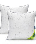 Outdoor 18x18 Inch Waterproof Pillow Inserts Pack Of 2 For Patio Garden And Sofa Cushions Water Resistant Decorative Throw Pillow Inserts For Indoor Or Outdoor Use, showing two water-resistant white pillows with raindrop design.