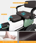 Seat features of Heavy Duty Electric Golf Cart For Seniors showing adjustable folding hidden seats and foam padding.