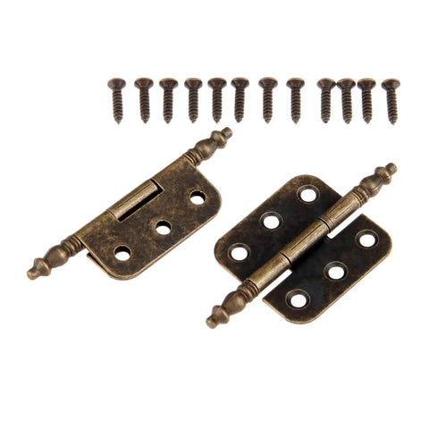 Two Pack Antique Crown Head Door Cabinet Hinges 6 Holes Jewelry Box Drawer Cupboard Decorative Furniture Hardware 70x35mm
