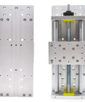 Front view of Beefy Heavy Duty Linear Rail Guide with SBR16 Ballscrew 1605 and HD ruler, 100mm aluminum support shaft.