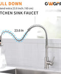 Low Lead Commercial Kitchen Faucet With Solid Brass Construction, Single Handle Pull Out Sprayer, Brushed Nickel Finish, Ceramic Disc Valve
