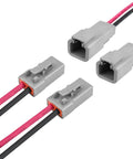 DTP 2 Pin Wire Harness Connector Kit 10AWG UL3266 IP68 Waterproof Heavy Duty Automotive Electrical Connectors Gray Male And Female For Car Truck Boat Two Sets With 15cm Wires And Install Manual