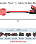 Heavy Duty Jumper Cables With Alligator Clips For Milwaukee M18 18V Batteries Silicone 8AWG Wire 2 Ft Booster Cables