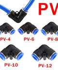 Dope 100 Pc Pneumatic Fittings Kit For Fast Push To Connect Air Hose Assortment 4mm 6mm 8mm 10mm 12mm Universal Compressor Tools With Easy Install No Wrench Needed, black PV elbow fittings