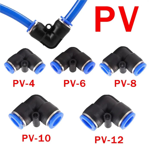 Dope 100 Pc Pneumatic Fittings Kit For Fast Push To Connect Air Hose Assortment 4mm 6mm 8mm 10mm 12mm Universal Compressor Tools With Easy Install No Wrench Needed, black PV elbow fittings