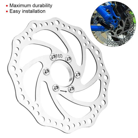 160mm Stainless Steel Mountain Bike Disc Brake Rotor Direct Fit Replacement, 6-Bolt Pattern for Threaded Hubs and Trails