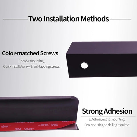 4 Pack Matte Black Adhesive Edge Finger Pull 3 Inch Concealed Kitchen Cabinet Handle with two installation methods shown