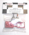 Front view of 30 Amp 12 Volt Type 1 Automatic Reset Circuit Breaker with red vinyl cover, two stud terminals, in packaging.