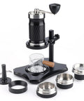 Dope Portable Manual Espresso Maker With 12 Bar Pressure Handheld Coffee Press, black and stainless steel parts for easy brewing.