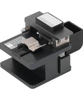 Pro Optical Fiber Cleaver With Tungsten Steel Blade For Precise 90 Degree Cuts And Minimal Signal Loss, black compact design.
