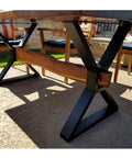 Beefy Industrial Metal Table Legs Set Of 2 For Heavy Duty Desks And Furniture, 28 Inch Tall And 23.6 Inch Wide with wood beam