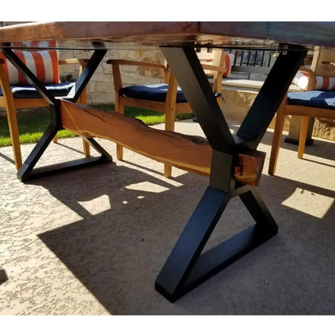 Beefy Industrial Metal Table Legs Set Of 2 For Heavy Duty Desks And Furniture, 28 Inch Tall And 23.6 Inch Wide with wood beam