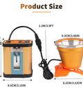 Rechargeable LED Headlamp With External Battery Pack, 3 Lighting Modes, sizes displayed next to light and battery pack