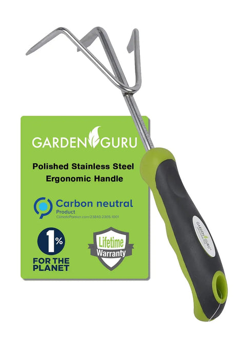 Hand Cultivator Rake Tiller Tool With Stainless Steel Tines For Pro Grade Rugged Strength And Rust Resistance Ergonomic Handle