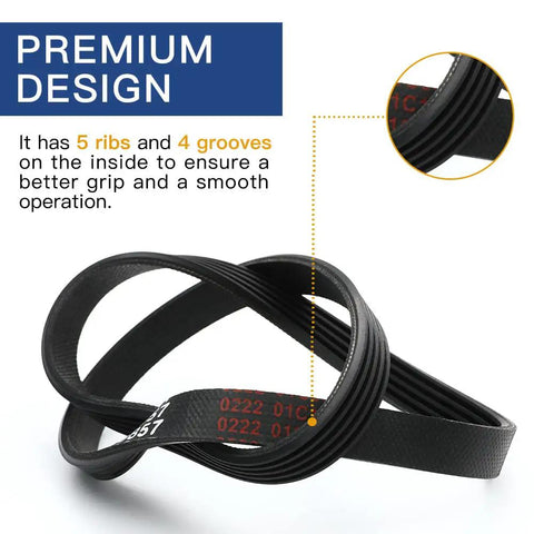Built Bad Boy Washer Drive Belt For Top Load Washers Straight Up Rock Solid Swap Compatible With Whirlpool Maytag Amana 21 9 Inch black rubber with 5 ribs and 4 grooves.