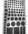 Original Strength Light Dimming Shapes Peel And Stick Dims Fifty To Eighty Percent To Reduce Led Glare In Home Office Or Car Pack Of Over One Hundred Dim Shapes showing assorted dim shapes.