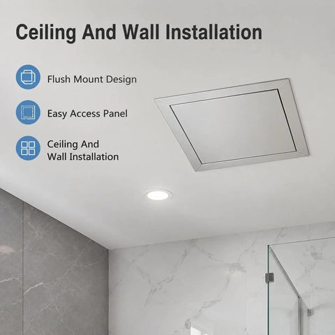 No Sweat Push To Open Drywall Access Panel Heavy Duty Flush Inspection Door For Ceilings seamlessly installed in a ceiling.
